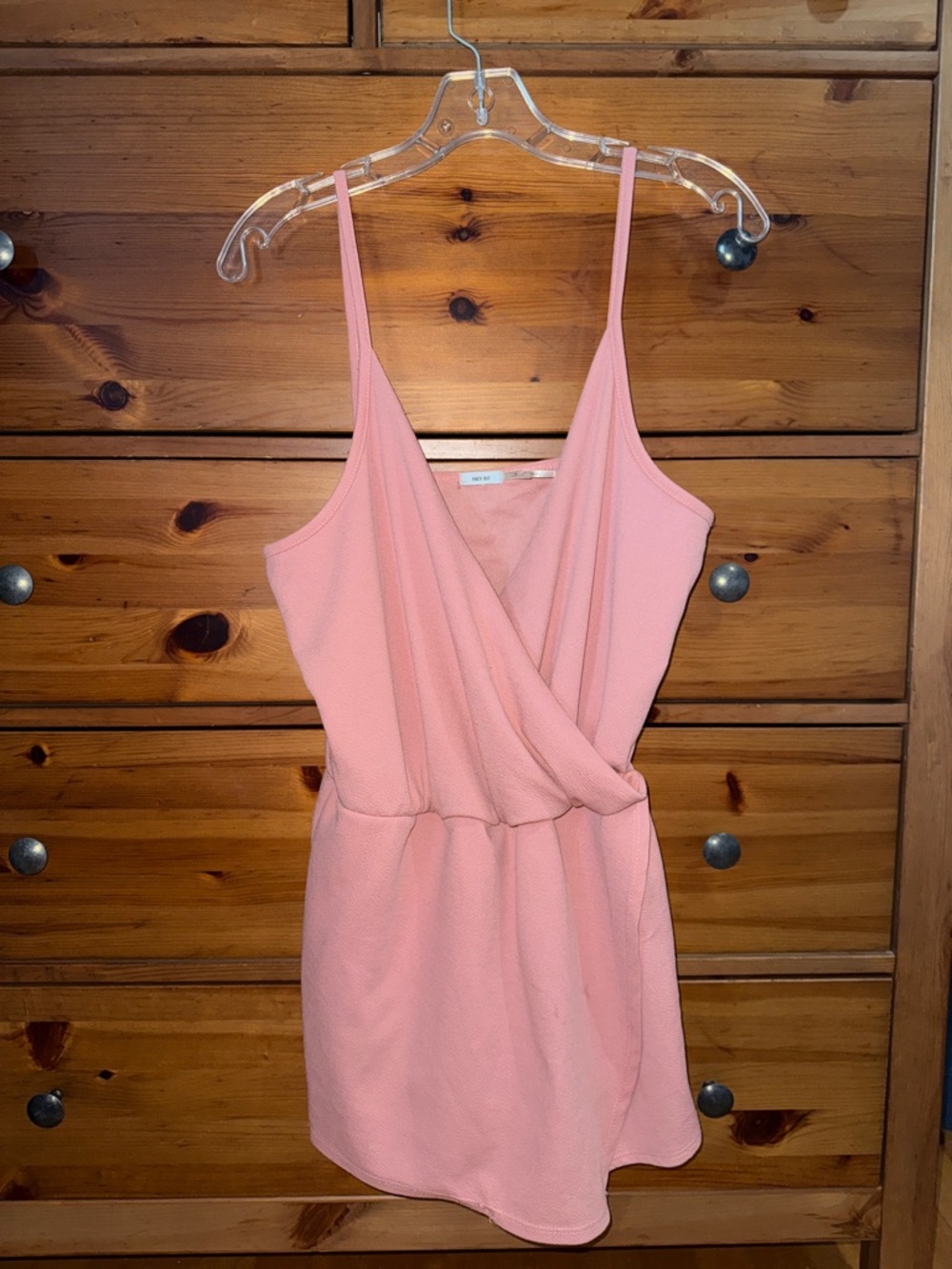 Blush Pink Sleeveless Wrap Front Mini Jumper